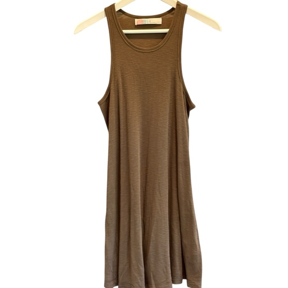 Free People LA Nite Mini Ribbed Dress Size Medium Army Green - Picture 1 of 5